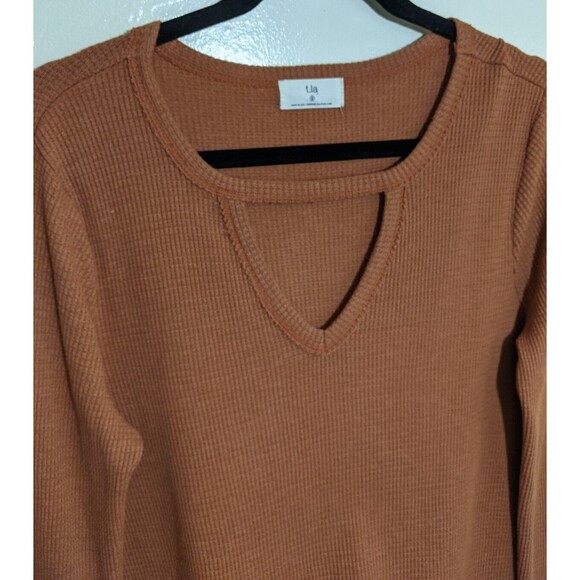 Anthropologie T.La Top Casual Long Sleeve Waffle Knit Oversized Side Slits Small - Picture 6 of 11